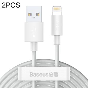 Baseus 2.4A USB to 8 Pin Fast Charging Data Cable (White, 2 PCS / Set)